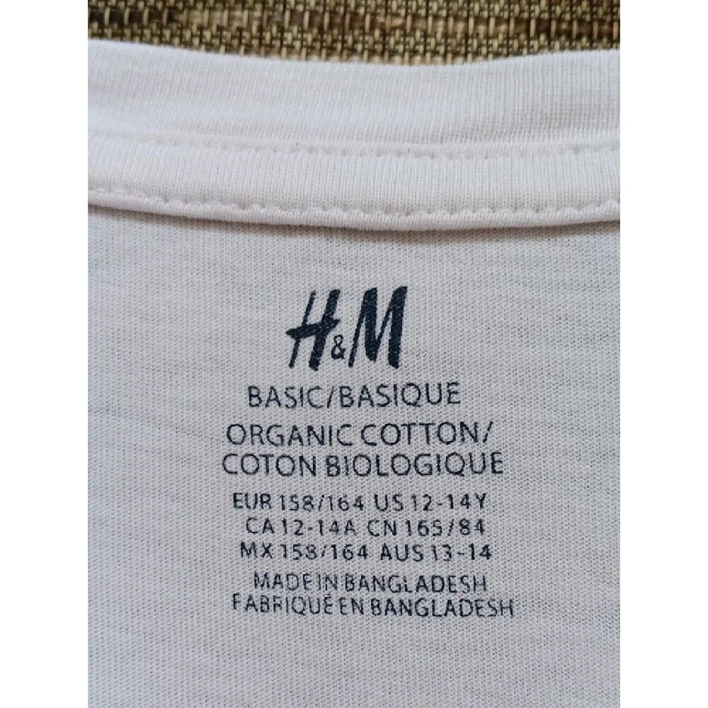 Boy's H&M White Cotton Long-Sleeve Crewneck Tee